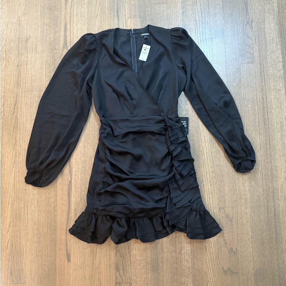 New Express Ruffle Little Black Dress-Size 6